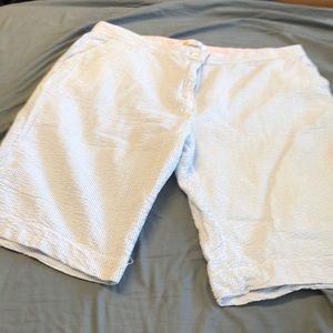 Weatherproof Womens Split Hem Shorts Blue/White Stripe 100% Cotton Size 16